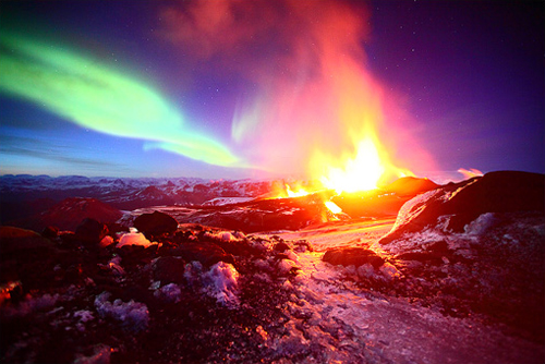 火山與北極光